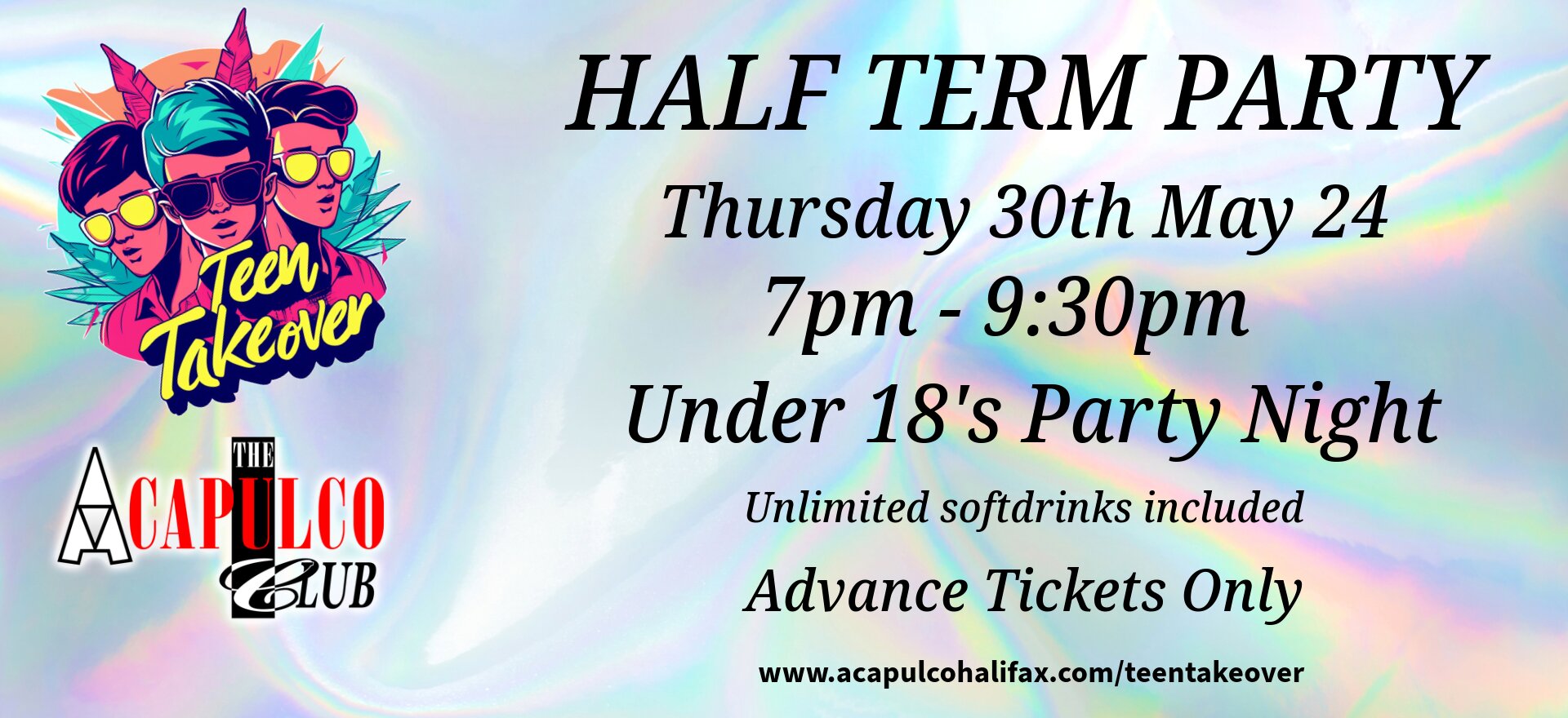 Half Term Party | Under 18s Only Thursday 30th May