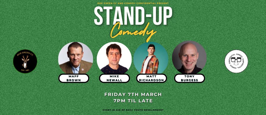 Stand Up Comedy at Roe Green CC | Friday 7th March 